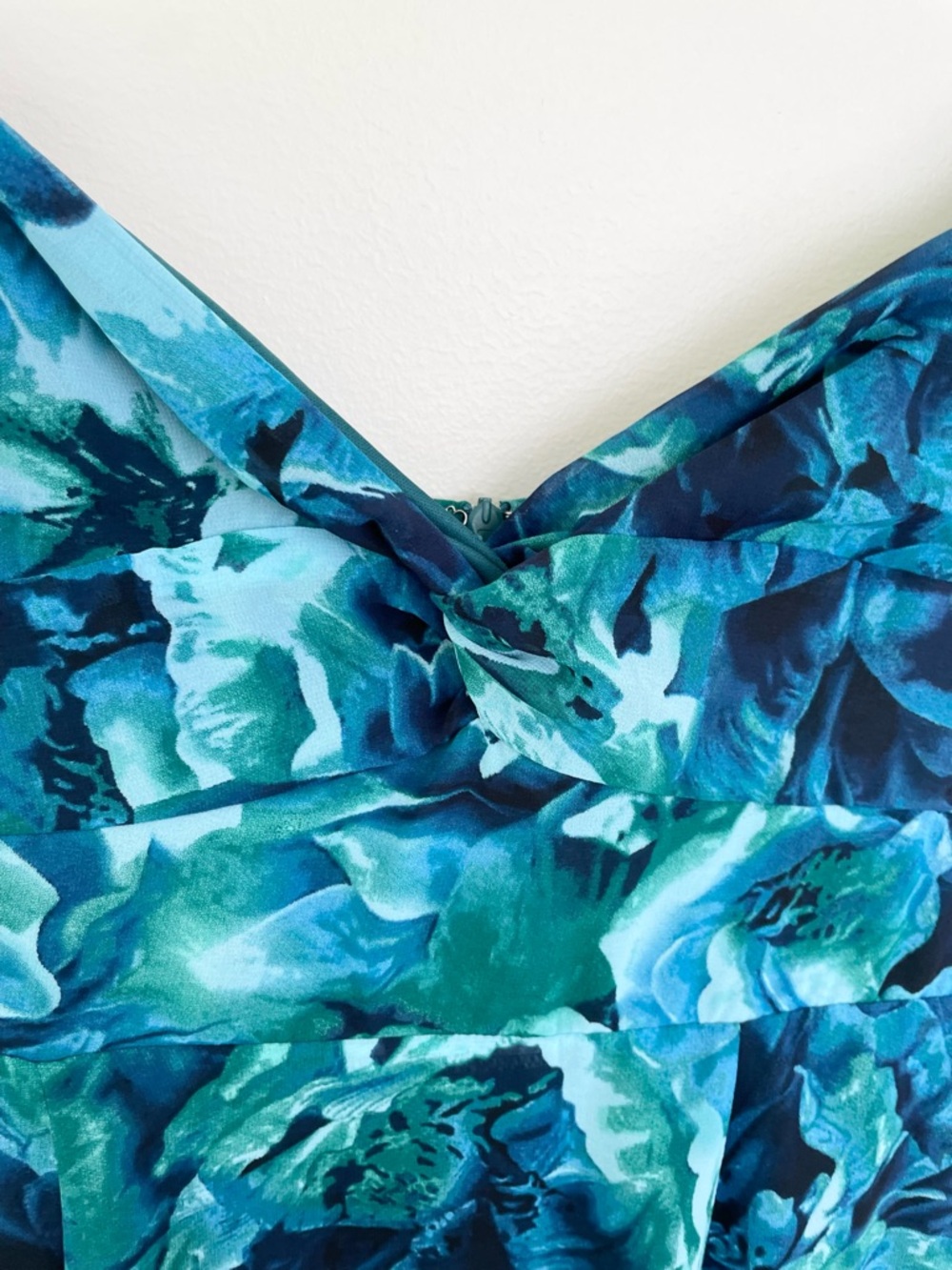 Lulu’s Beautiful Soul Teal Green Floral Print Twist-Front Maxi Dress M Medium - Picture 7 of 12